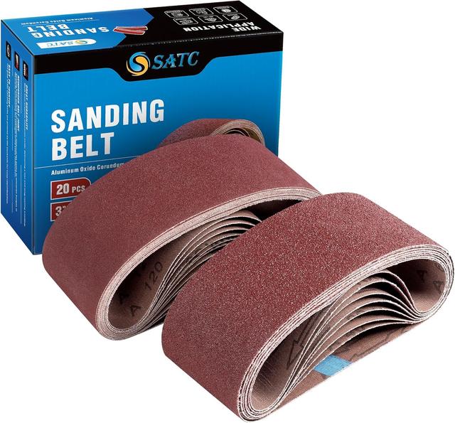 Product image of S SATC 3x18 Sanding Belts 20PCS Belt Sander Paper Aluminum Oxide (3 Each of 60/80/120/150/240/400 Grits & 2 of 40 Grits) Ideal for Wood Metal Paint Sanding