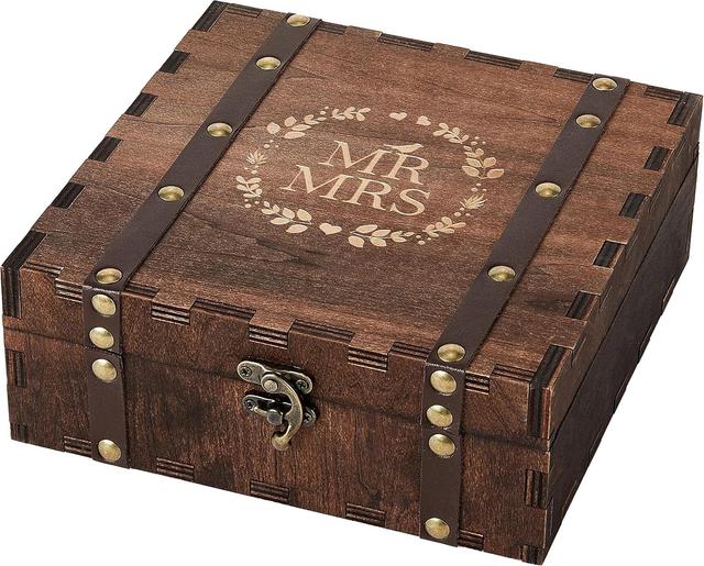 Product image of AW BRIDAL Wedding Keepsake Box with Lids Wood Memory Box Bridal Shower Gifts Engagement Gifts for Couples Newlyweds Mr Mrs Couple Gift Bride Gift