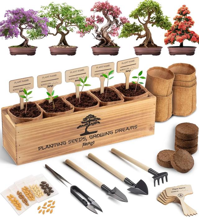 Product image of Bonsai Tree Kit – 5X Unique Japanese Bonzai Trees | Complete Indoor Starter Kit for Growing Bonsai Plants with Tools & Planters – Gardening Gifts for Women & Men