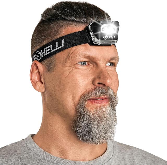 Product image of Foxelli LED Headlamp Flashlight for Adults & Kids, Running, Camping, Hiking Head Lamp with White & Red Light, Comfortable Headband, Lightweight & Waterproof, 3 AAA Batteries