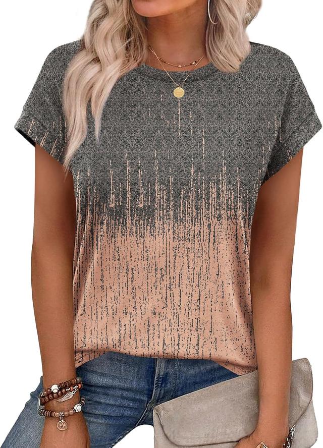 Product image of Alaroo Womens Summer Tops Short Sleeve Shirts Crew Neck Cute Trendy Tunic Blouses (S-3XL)