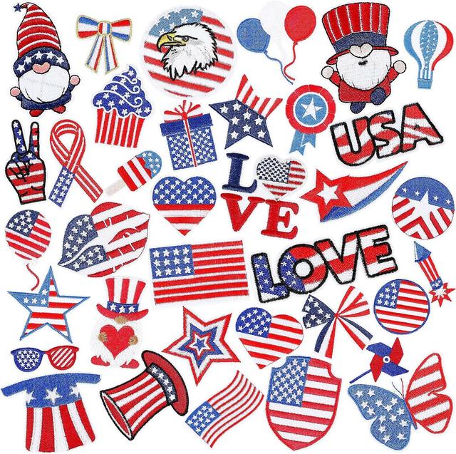 Product image of AUGSUN 36pcs Independence Day Iron on Patches 4th of July Patriotic Embroidered Sew Applique Repair Patch American Flag DIY Crafts for Clothing Jacket Jeans Pants Dress Backpack Hat Decorations Gift