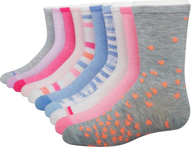 Product image of Hanes Girls' Big Ultimate Fashion, Lightweight Stretch Crew Socks, Assorted 10-Pair Pack, Small
