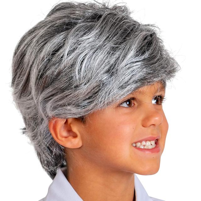 Product image of Skeleteen Grey Old Man Wig - Salt and Pepper Hair Old Person Grandpa Wigs Costume Accessories for Boys and Girls