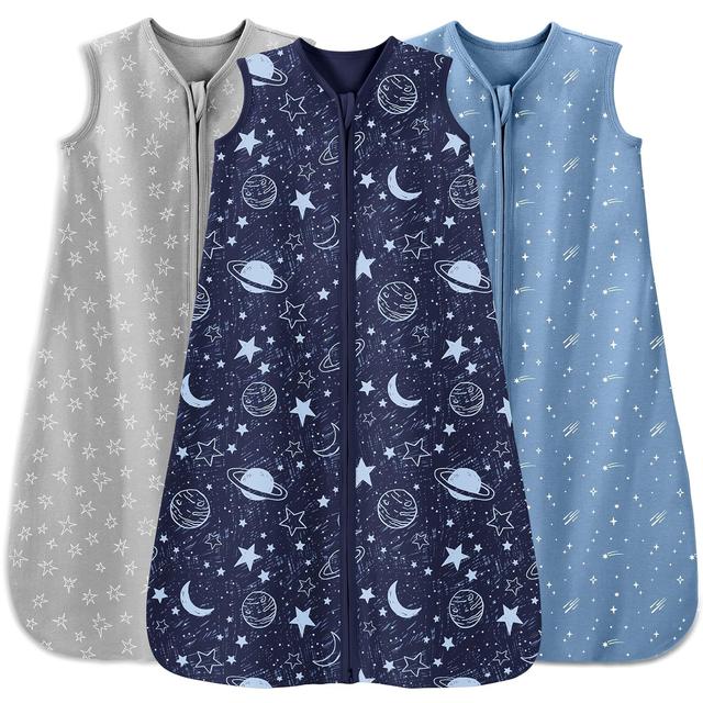 Product image of Baby Sleep Sack 6-12 Months 3 Pack 100% Cotton Lightweight 0.5 TOG Wearable Blanket Baby Sleep Bag with 2-Way Zipper for Newborn Infant Blue
