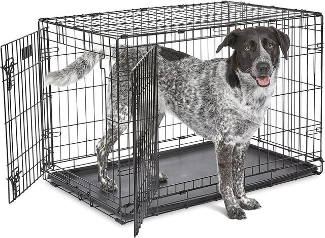 Product image of MidWest Homes for Pets Newly Enhanced Single & Double Door iCrate Dog Crate, Includes Leak-Proof Pan, Floor Protecting Feet, Divider Panel & New Patented Features