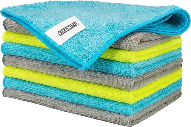 Product image of FIXSMITH Microfiber Cleaning Cloth - Pack of 8, Size: 12 x 16 in, Multi-Functional Cleaning Towels, Highly Absorbent Cleaning Rags, Lint-Free, Streak-Free Cleaning Cloths for Car Kitchen Home