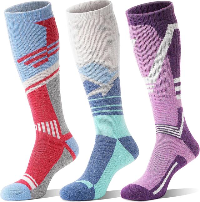 Product image of 3 Pairs Merino Wool Ski Socks Thermal Warm Winter Thick Knee High Snowboarding Skiing Socks for Women Men