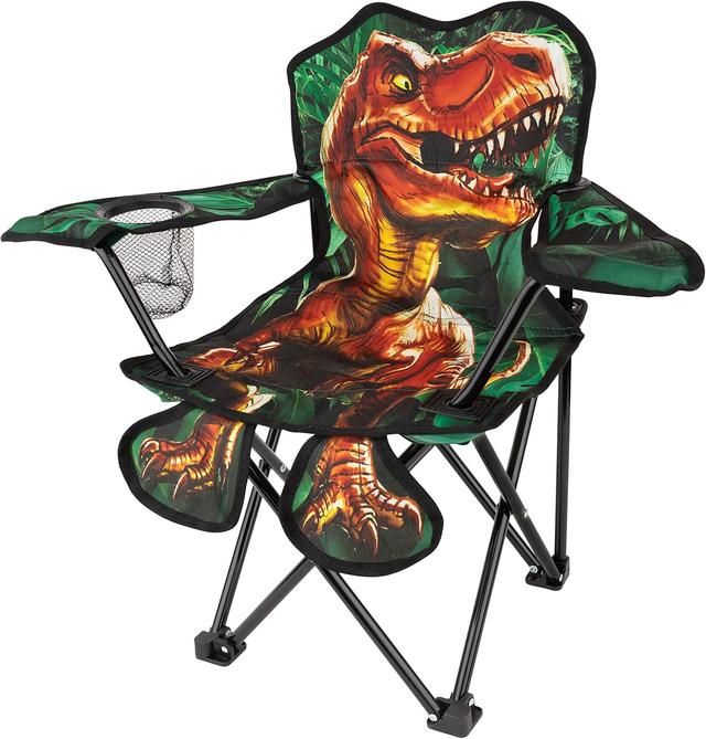Product image of Toy To Enjoy Outdoor Dinosaur Kids Camping Chair – Foldable Children’s Chair for Camping, Tailgates, Beach, – Carrying Bag Included Mesh Cup Holder & Sturdy Construction. Ages 5 to 10 (Patent Pending)