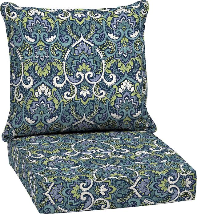 Product image of Arden Outdoor Deep Seat Cushion Set, 24 in x 24 in, Weather-Proof, Rain-Proof, Fade Resistant Patio Cushion for Chair, Sofa, and Couch Sapphire Aurora Blue Damask