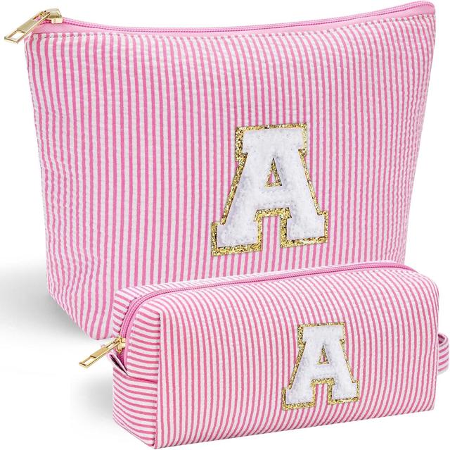 Product image of YOOLIFE Personalized Initial Makeup Bag | Pink Cosmetic Travel Bag | 11 12 13 14 15 16 Years Old Girl Gifts Graduation Teacher Gifts Teen Girl Gift Trendy Stuff A
