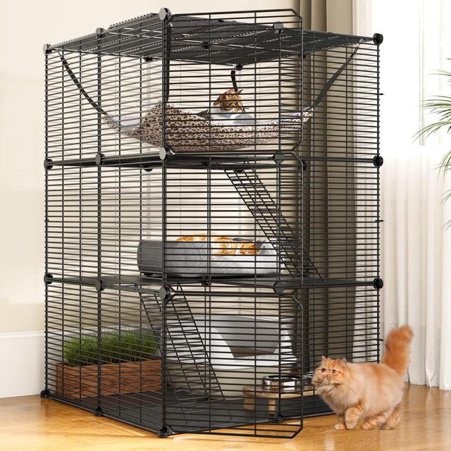 Product image of YITAHOME Cat Cage Indoor Cat Enclosures DIY Cat Playpen Metal Kennel with Extra Large Hammock for 1-2 Cats, Ferret, Chinchilla, Rabbit, Small Animals