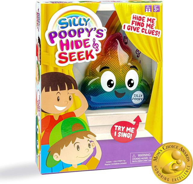 Product image of Silly Poopy's Hide & Seek by Relatable, The Talking, Singing, Rainbow Hide & Seek Toy, Fun Learning Toys for Toddlers, Interactive Toddler Toys, Hide and Seek Games, Includes 1 Toy & 2 AA Batteries