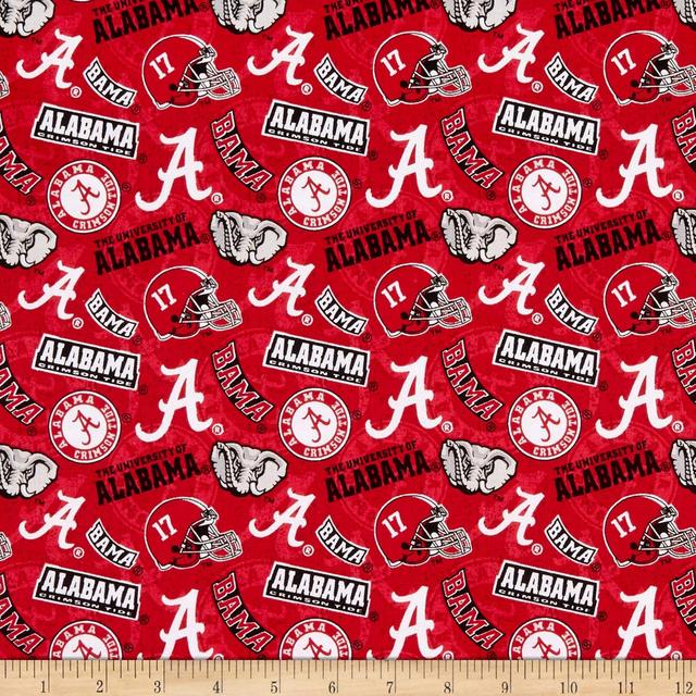 Product image of NCAA Alabama Crimson Tide 1178 Tone on Tone Red/White/Gray/Black, Fabric by the Yard