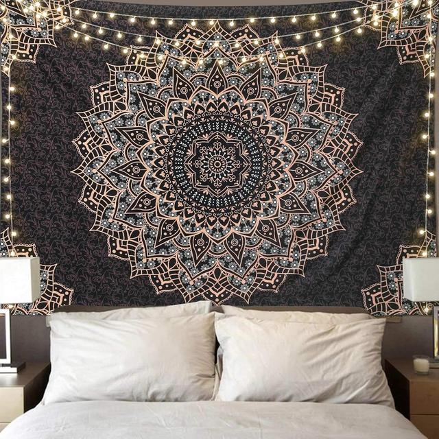 Product image of Edeesky Black Mandala Tapestry Wall Hanging Psychedelic Aesthetic Indian Hippie Wall Decor Bohemian Wall Art Boho Home Decoration for Bedroom,Living Room,Dorm