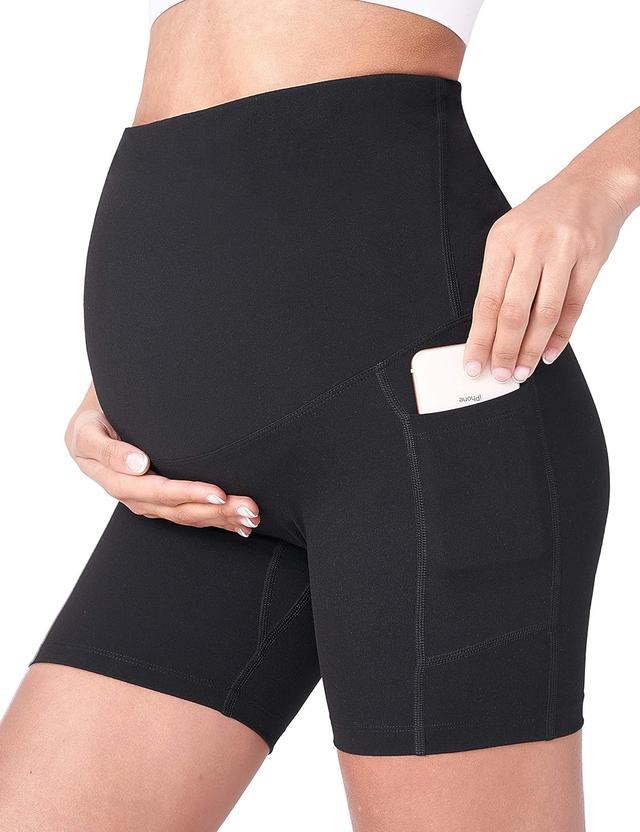Product image of POSHDIVAH Women's Maternity Yoga Shorts Over The Belly Bump Summer Workout Running Active Short Pants with Pockets 5"/8"