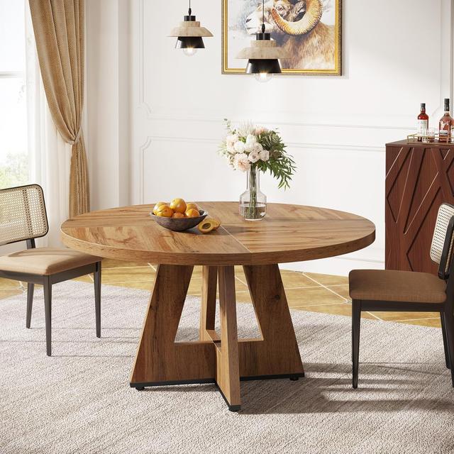 Product image of Tribesigns Farmhouse Dining Table, 47 Inch Round Dinner Table for 4, Rustic Round Dining Room Table for Home Dining Room Living Room (Wood)
