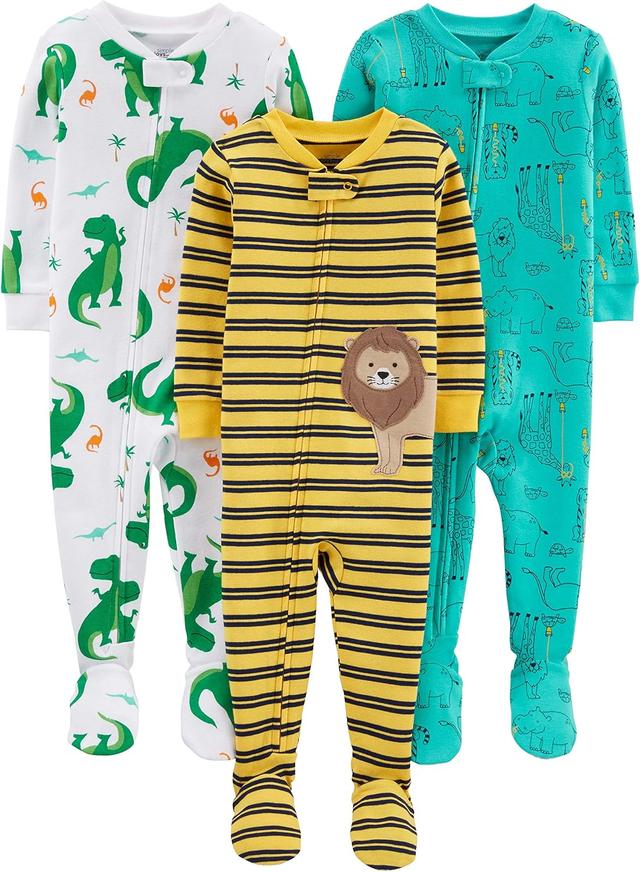 Product image of Simple Joys by Carter's baby-boys 3-pack Snug Fit Footed Cotton Pajamas