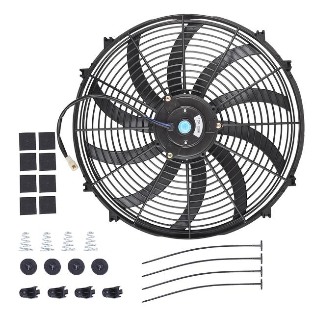 Product image of 16 Inch Slim Fan Push Pull Electric Radiator Cooling Fan Universal High Performance 12V 120W Motor with Fan Mounting Kit (Black)