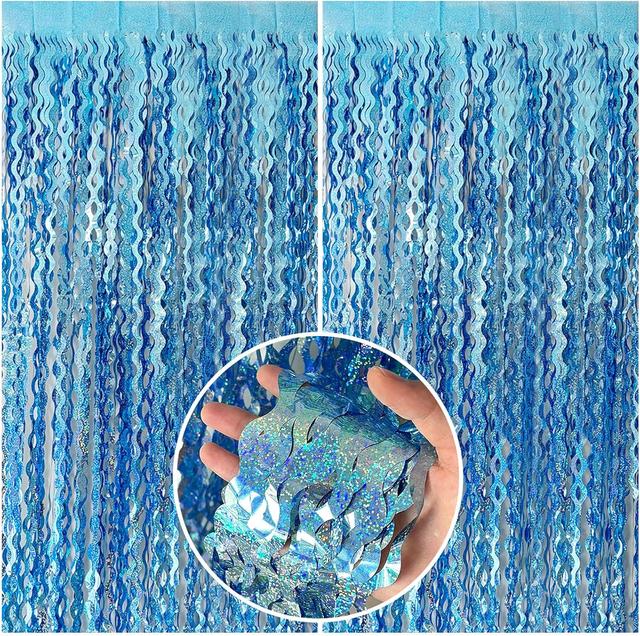 Product image of Tinsel Foil Fringe Curtains Wavy Backdrop for Parties Sparkle Metallic Wavy Foil Fringe Backdrop Curtain for Party Decorations Photo Booth Props for Birthday Graduation Wedding