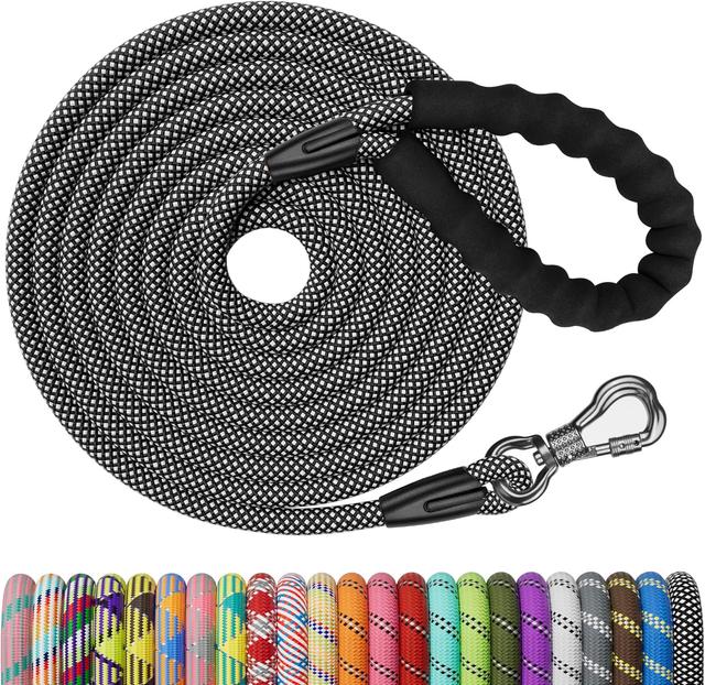 Product image of NTR 15FT Training Leash for Dogs, Nylon Rope Dog with Swivel Lockable Hook and Comfortable Padded Handle, Cat Puppy Lead Small Medium Large Dogs Training, Playing, Camping, or Backyard