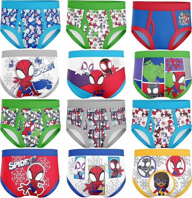 Product image of Marvel Boys'-Toddler-Exclusive 12-PK Avent Box Spiderman & Superhero-Friends Perfect for Gifting & Potty Training, 12-Pack Briefs, 5T