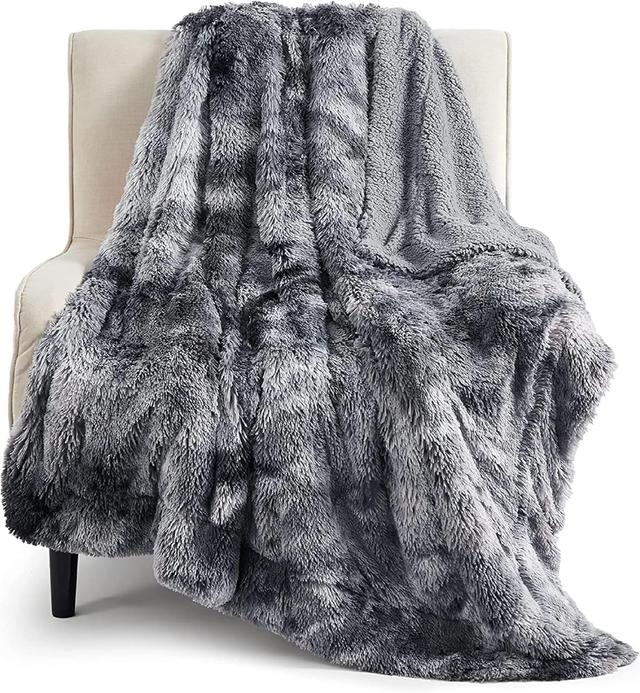 Product image of Bedsure Fluffy Throw Blanket Gifts for Women Men, Soft Fleece Sherpa Cozy Fuzzy Plush Warm Minky Thick Faux Fur Throw for Couch, Bed, Home Living Room Decor Bedroom Blanket Gifts for Mom Dad, Grey
