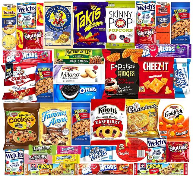 Product image of Ultimate Snacks Care Package Comes in Beautiful Gift Box- (40 count) Bulk Variety Sampler, Chips, Cookies, Bars, Candies, Nuts,, Great For Christmas, Office Meetings , Friends & Family, Military, College Students, New Year