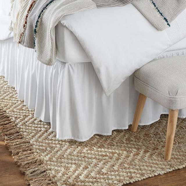 Product image of Amazon Basics Lightweight Ruffled Bed Skirt, Classic Style, Soft and Stylish 100% Microfiber with 16" Drop, Machine Washable, Wrinkle Free, Queen, Bright White, Solid