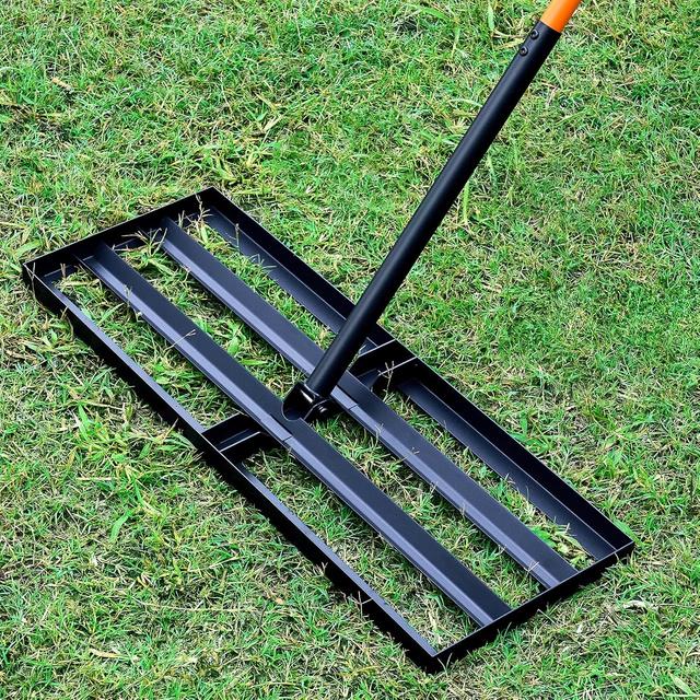 Product image of Lawn Leveling Rake, 30"x10" Leveling Rake with 78 Inch Adjustable Handle, Stainless Steel, for Backyard, Garden, Golf Course, Farm ＆ Pasture, Professional Lawn Care Tool